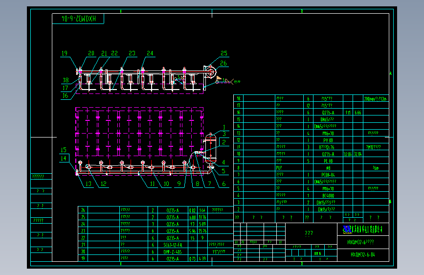 HXQM32-6气箱脉冲袋式除尘器 机械设计CAD图纸DWG格式环保设计1