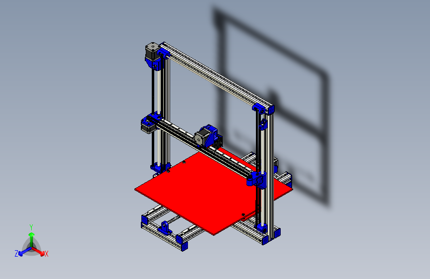 三轴铝型材框架打印机3d图 步进电机驱动智能三维打印机3d模型