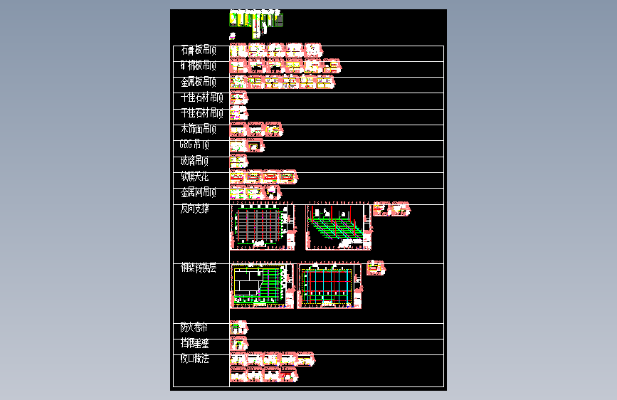 石膏板金属铝板矿棉板硅钙板软膜灯光膜吊顶收口节点大样CAD图