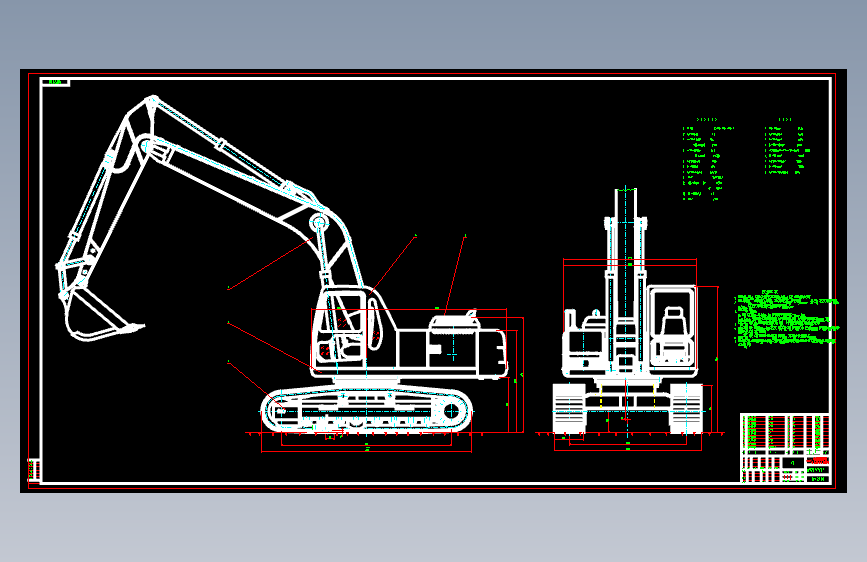 挖掘机图纸WY220总图CAD图纸