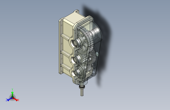 直齿轮斜齿轮锥齿轮组合三级减速箱3D图纸 x_t格式