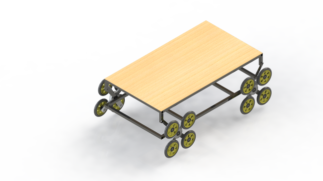 四轮爬楼梯小平板车3D图纸 STEP格式