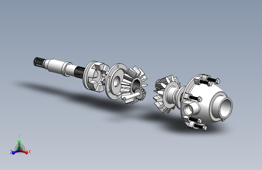 差速齿轮简易模型爆炸图3D图纸 Solidworks设计 附STEP