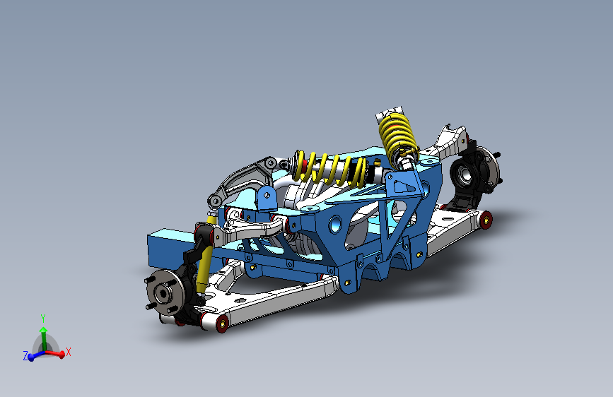 小型跑车的悬臂悬架3D数模图纸 Solidworks设计