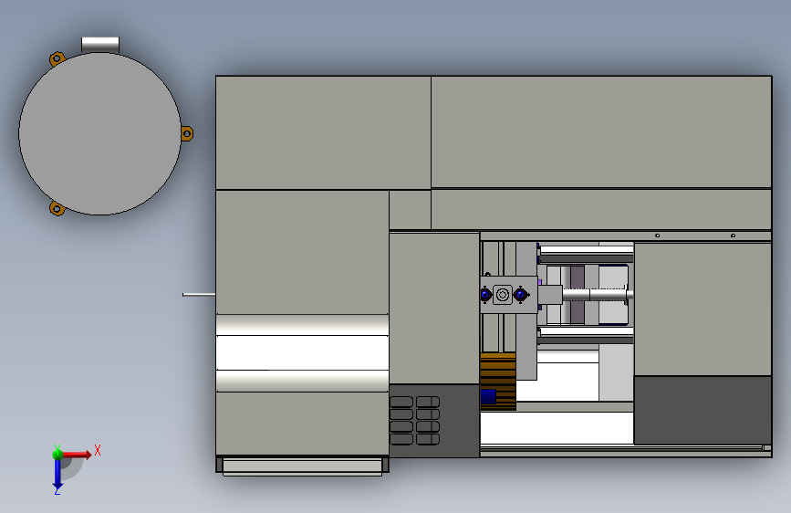 CK-0640自动送料数控车床3D图纸设计 F991 俯视图