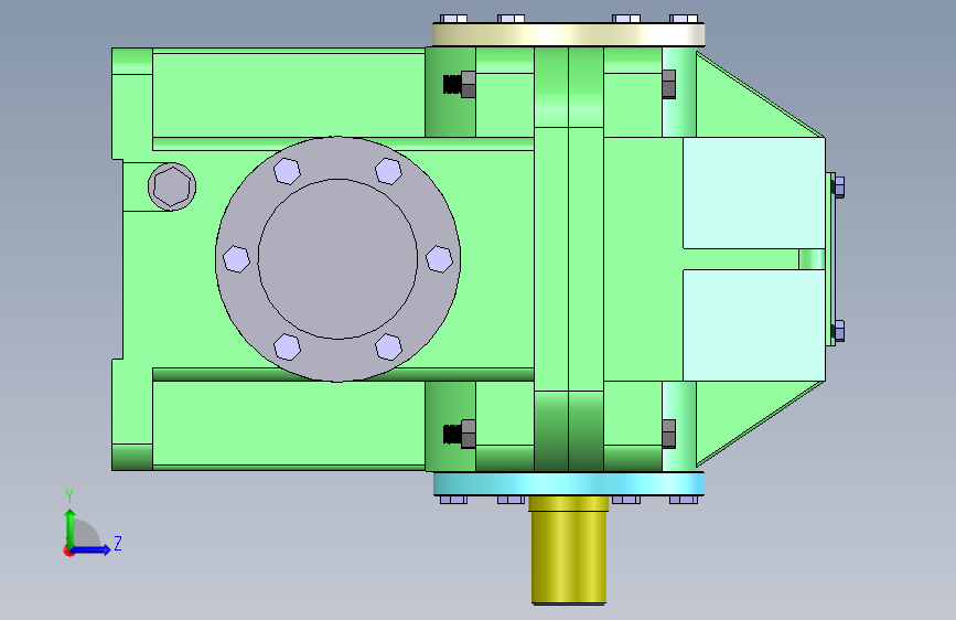 蜗轮蜗杆减速箱3D图纸 Solidworks设计 左侧视图