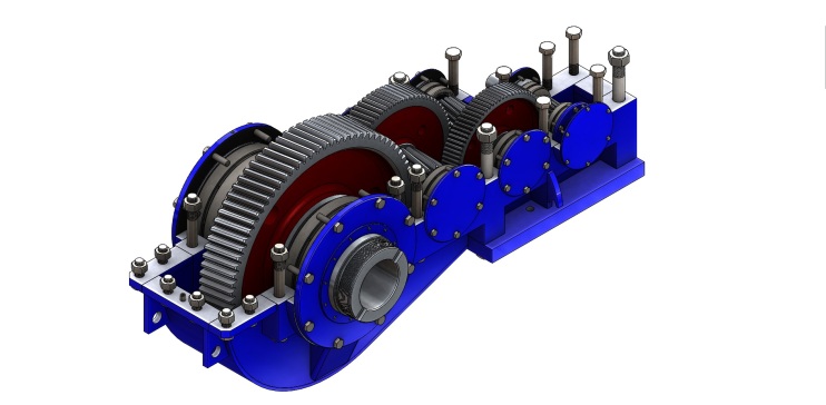 三级斜齿轮减速箱3D图纸 Solidworks设计 附IGS STEP