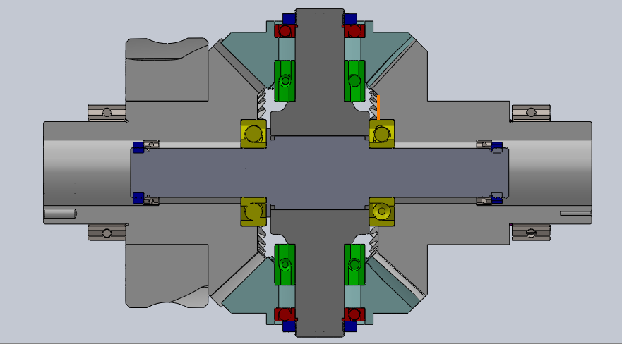 蜗轮蜗杆差动齿轮结构3D图纸 Solidworks设计