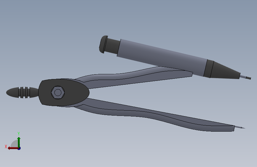 可爱文具圆规solidwork 背面视图