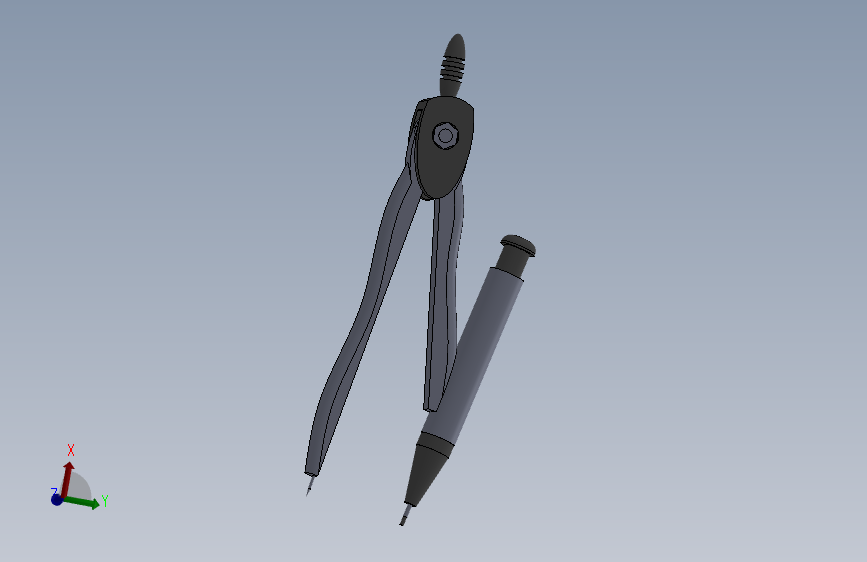 可爱文具圆规solidwork 主视图