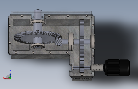 二级圆柱直齿轮与锥齿轮组合减速箱3D图纸 Solidworks设计