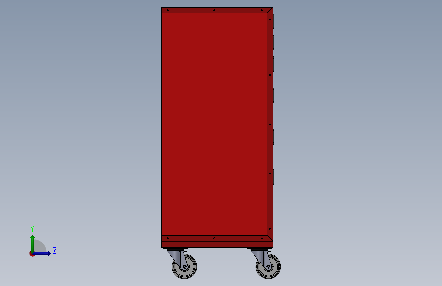 带轮子的工具箱-工具车 左侧视图