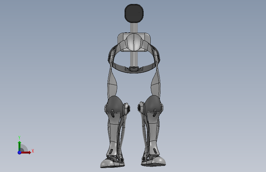 B 外骨骼 跳跃外骨骼 单兵辅助骨骼 机械设计 3D建模图纸jumping-exoskeleton 正面视图