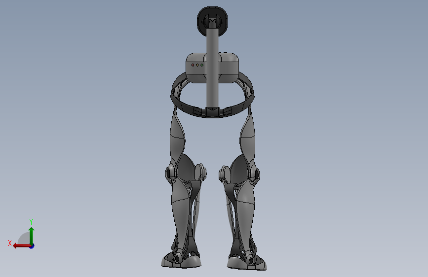 B 外骨骼 跳跃外骨骼 单兵辅助骨骼 机械设计 3D建模图纸jumping-exoskeleton 背面视图