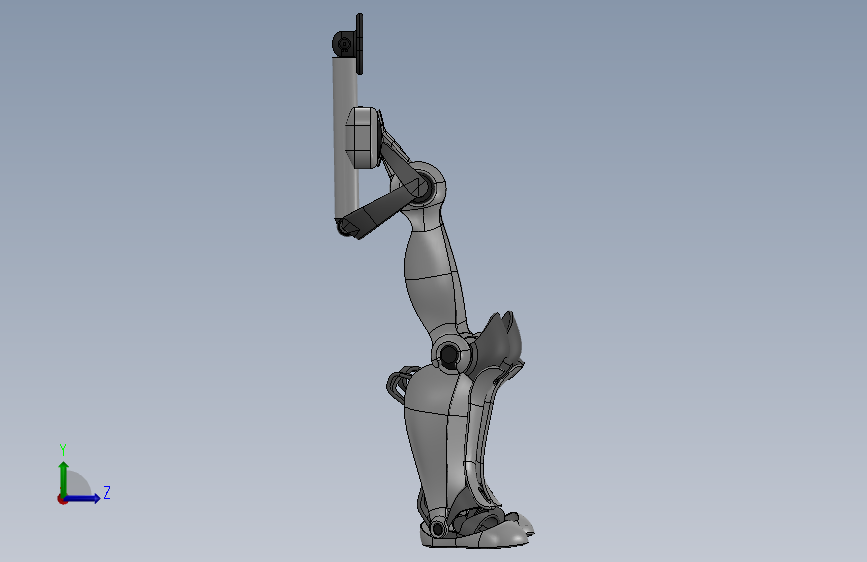 B 外骨骼 跳跃外骨骼 单兵辅助骨骼 机械设计 3D建模图纸jumping-exoskeleton 左侧视图