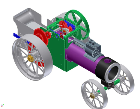 E 蒸汽拖拉机DIY 机械设计参考资料图纸 3D模型建模