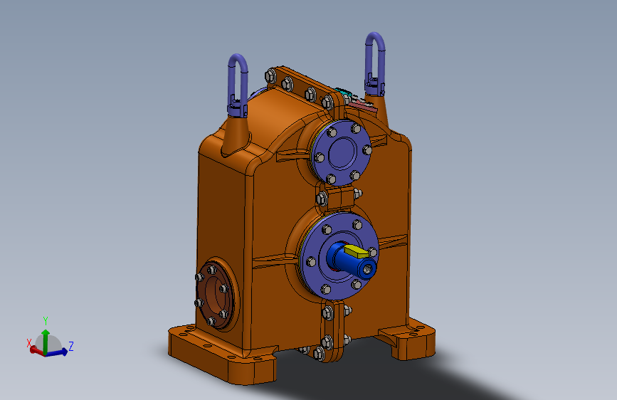 P3.3KW斜齿减速器减速箱3D数模图纸 Solidworks设计
