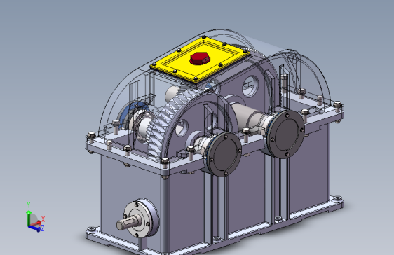 斜齿轮蜗轮蜗杆二级减减箱3D图纸 Solidworks设计