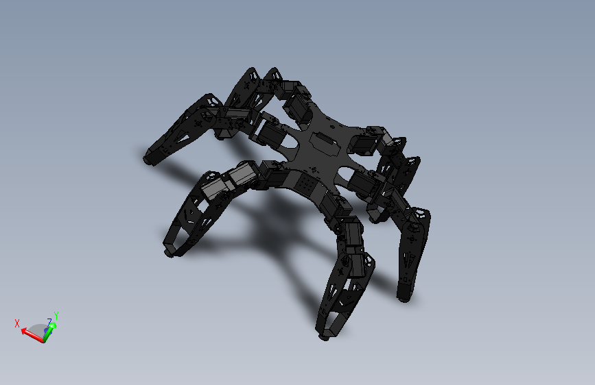 仿生六足爬行蜘蛛机器人3d图纸 六足舵机爬行机器人sw图纸3D模型