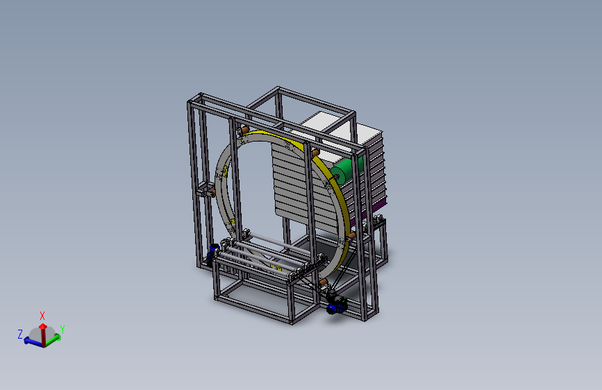 环形式缠绕机3D图纸 非标自动设计机械 夹心板打包机3d三维模型