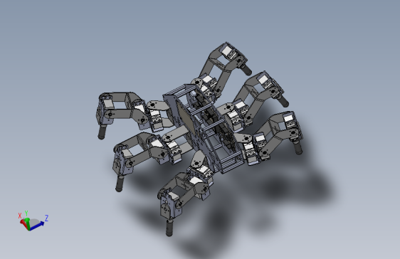 六足仿生机器人3d图 仿生六足爬行蜘蛛机器人sw运动仿真3d模型
