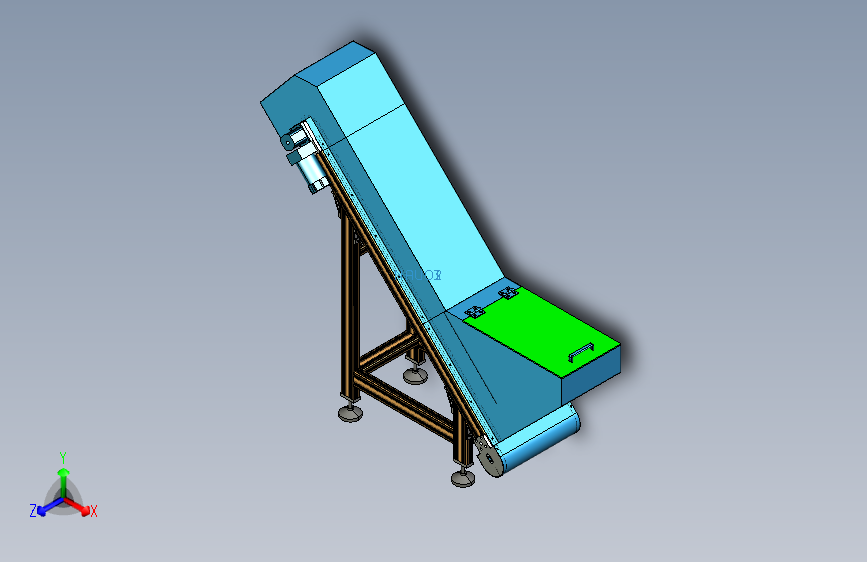 铝型材爬坡上料输送机3d图纸封闭式提升上料机3D模型