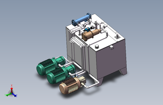 液压设备3d图纸 液压站 自动化SolidWorks三维模型3d液压机