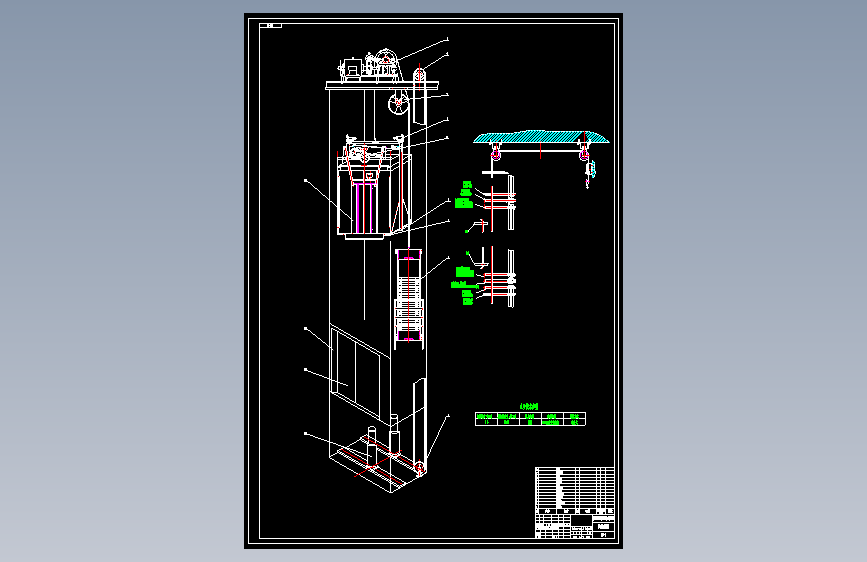 重负载电梯CAD图纸 包含内部结构设计 电梯详细设计施工CAD工图纸