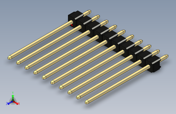 彩色公头100mil（2.54mm）系列-DS1021_black_1x10p_100mil_Type19_rev1.0