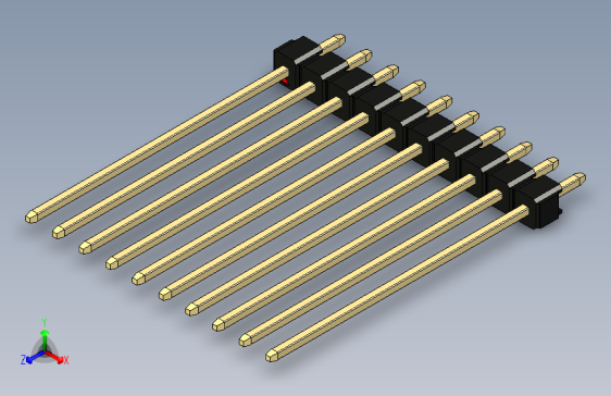 彩色公头100mil（2.54mm）系列-DS1021_black_1x10p_100mil_Type43_rev1.0
