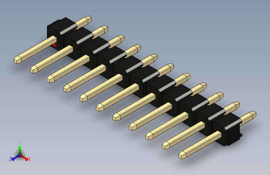 彩色公头100mil（2.54mm）系列-DS1021_black_1x11p_100mil_Type1_rev1.0_STEP_模型图纸下载 ...