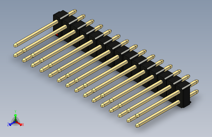 彩色公头100mil（2.54mm）系列-DS1021_black_2x15p_100mil_Type5_rev1.0_STEP_模型图纸下载 ...
