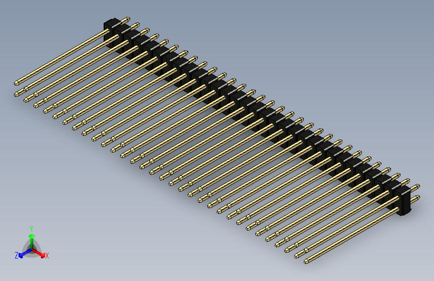 彩色公头100mil(2.54mm)系列-DS1021_black_2x31p_100mil_Type43_rev1.0 主视图