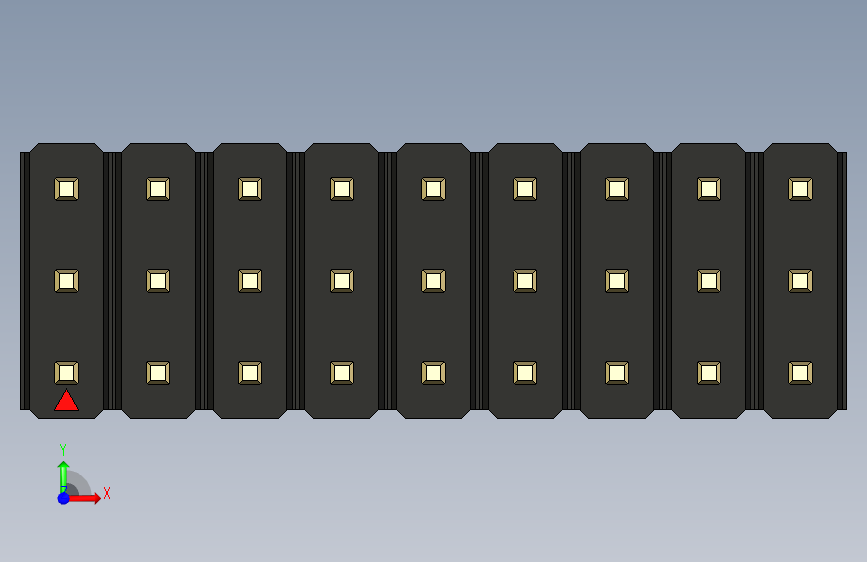 彩色公头100mil(2.54mm)系列-DS1021_black_3x09p_100mil_Type43_rev1.0 正面视图