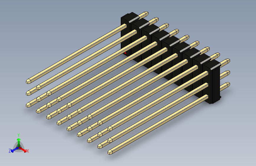 彩色公头100mil(2.54mm)系列-DS1021_black_3x09p_100mil_Type43_rev1.0 主视图