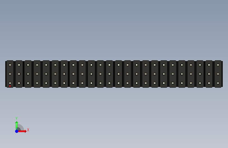 彩色公头100mil(2.54mm)系列-DS1021_black_3x24p_100mil_Type19_rev1.0 正面视图
