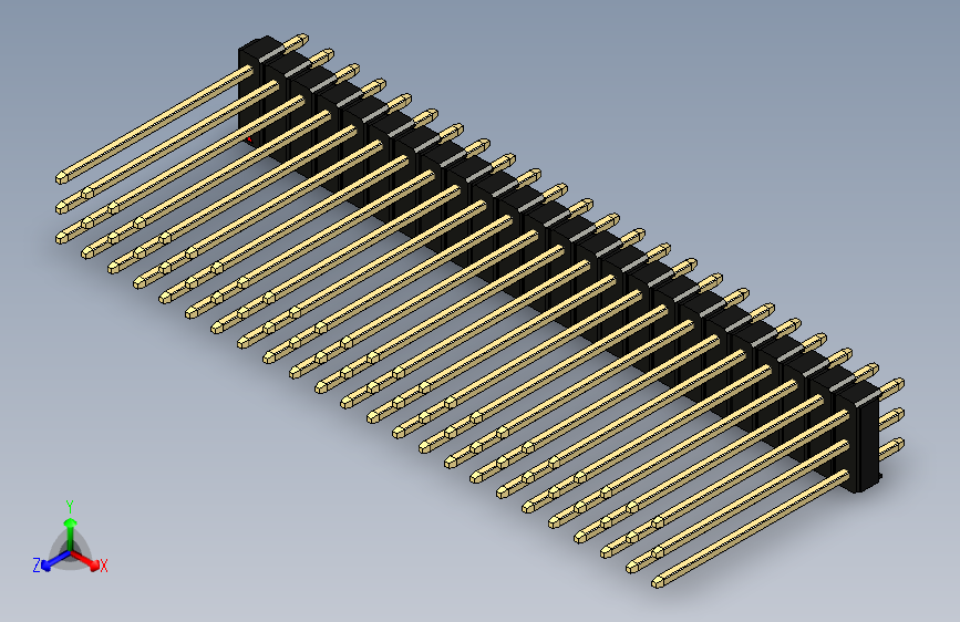 彩色公头100mil(2.54mm)系列-DS1021_black_3x24p_100mil_Type19_rev1.0 主视图