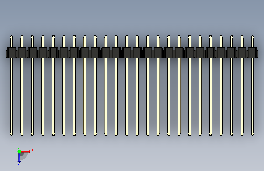 彩色公头100mil(2.54mm)系列-DS1021_black_3x24p_100mil_Type19_rev1.0 俯视图
