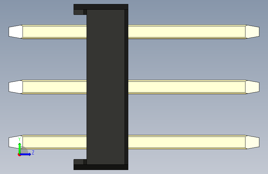 彩色公头100mil(2.54mm)系列-DS1021_black_3x25p_100mil_Type1_rev1.0 左侧视图