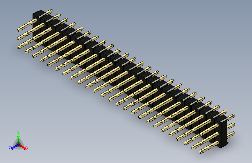 彩色公头100mil(2.54mm)系列-DS1021_black_3x25p_100mil_Type1_rev1.0 主视图