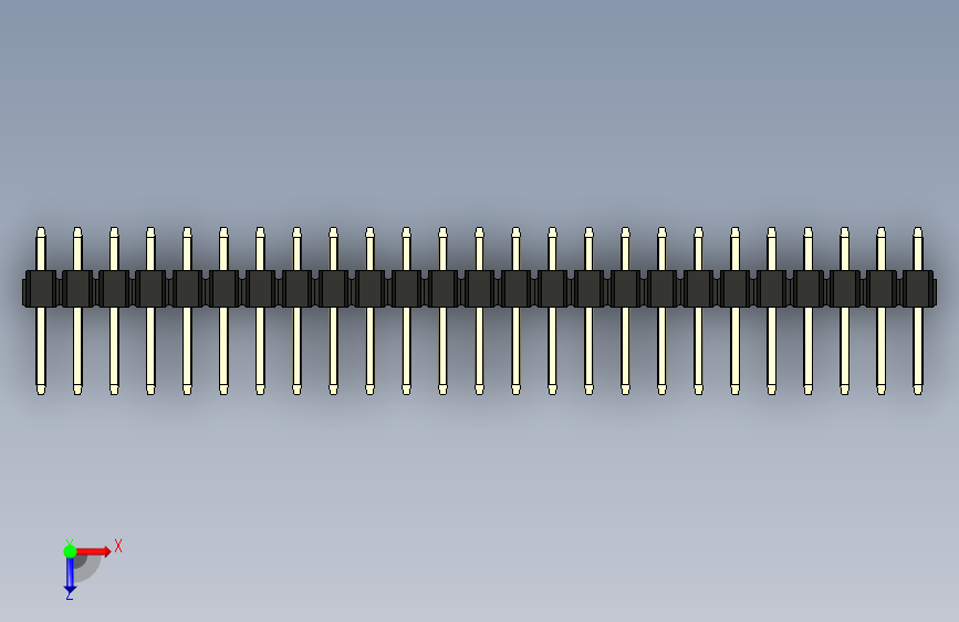 彩色公头100mil(2.54mm)系列-DS1021_black_3x25p_100mil_Type1_rev1.0 俯视图
