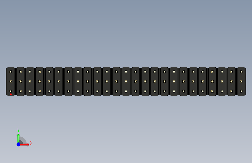 彩色公头100mil(2.54mm)系列-DS1021_black_3x25p_100mil_Type1_rev1.0 正面视图