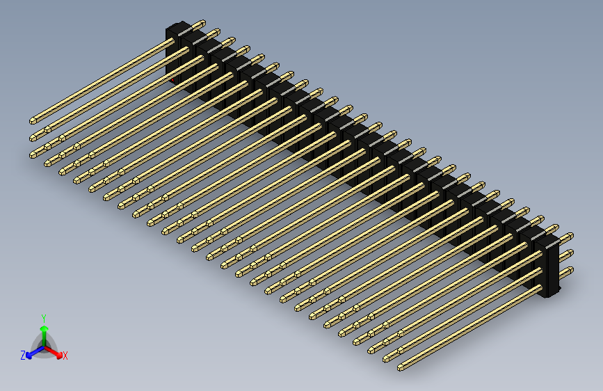 彩色公头100mil(2.54mm)系列-DS1021_black_3x26p_100mil_Type43_rev1.0 主视图