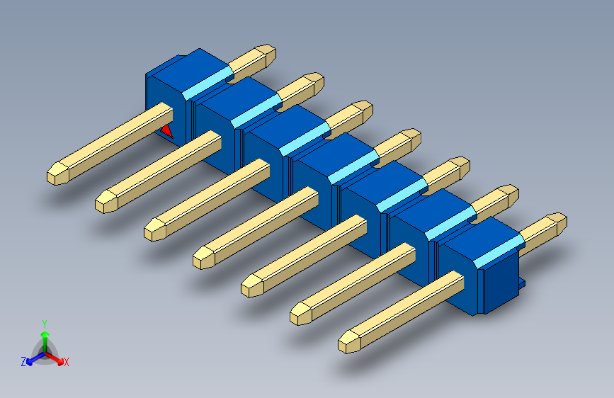 彩色公头100mil(2.54mm)系列-DS1021_blue_1x07p_100mil_Type1_rev1.0 主视图