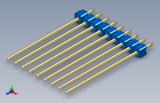 彩色公头100mil(2.54mm)系列-DS1021_blue_1x09p_100mil_Type43_rev1.0