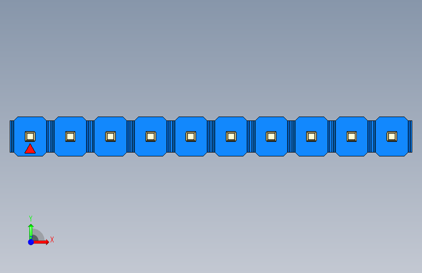 彩色公头100mil(2.54mm)系列-DS1021_blue_1x10p_100mil_Type1_rev1.0 正面视图