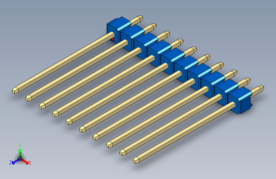 彩色公头100mil（2.54mm）系列-DS1021_blue_1x10p_100mil_Type19_rev1.0