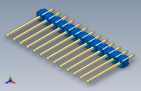 彩色公头100mil（2.54mm）系列-DS1021_blue_1x13p_100mil_Type5_rev1.0