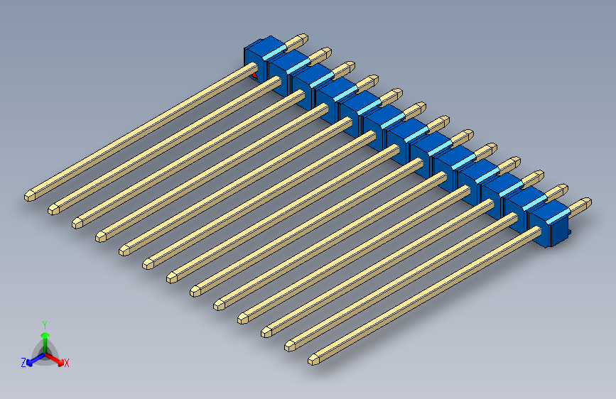 彩色公头100mil（2.54mm）系列-DS1021_blue_1x13p_100mil_Type43_rev1.0