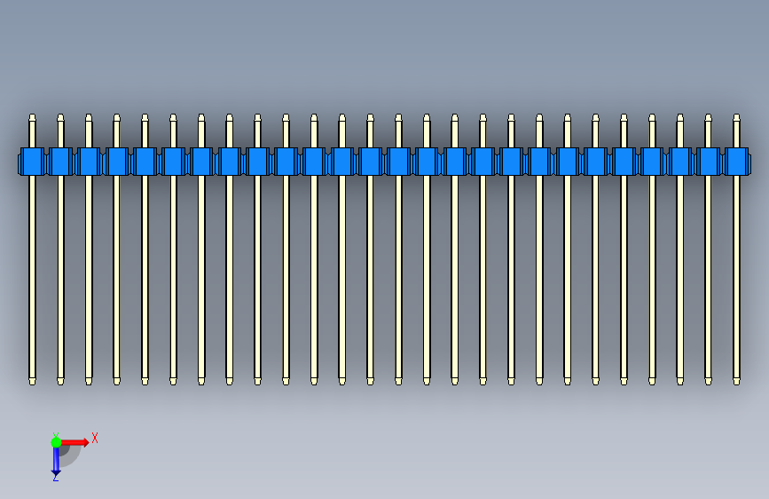 彩色公头100mil(2.54mm)系列-DS1021_blue_1x26p_100mil_Type19_rev1.0 俯视图